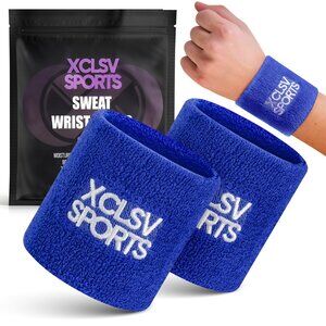 Royal Blue Terry Cloth Sweat-Wicking Sports Wrist Bands